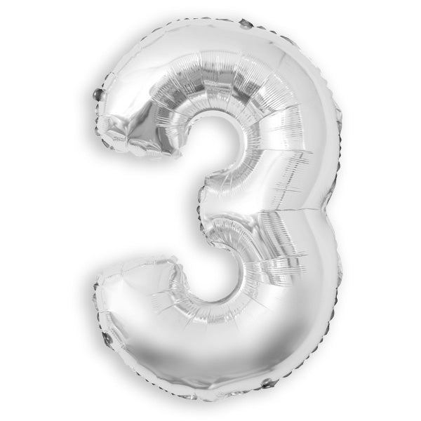32 In. Silver Number Foil Balloon