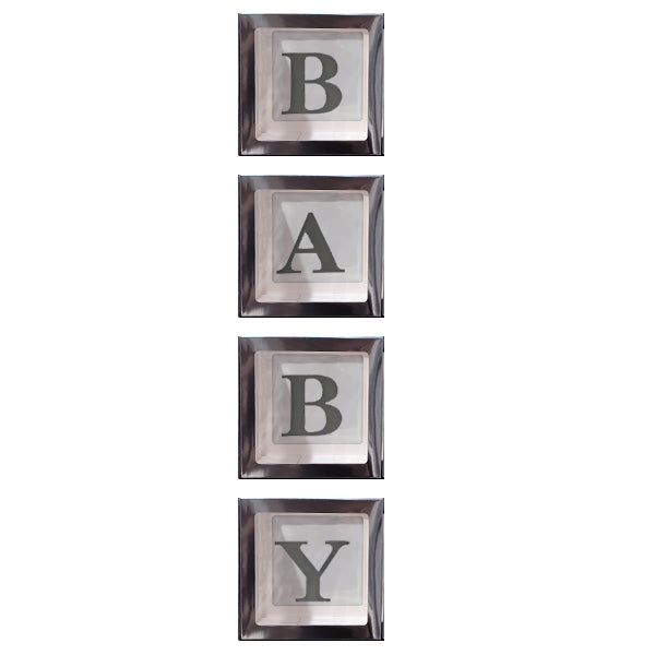 Silver with Clear View Boxes with letters for Baby Shower