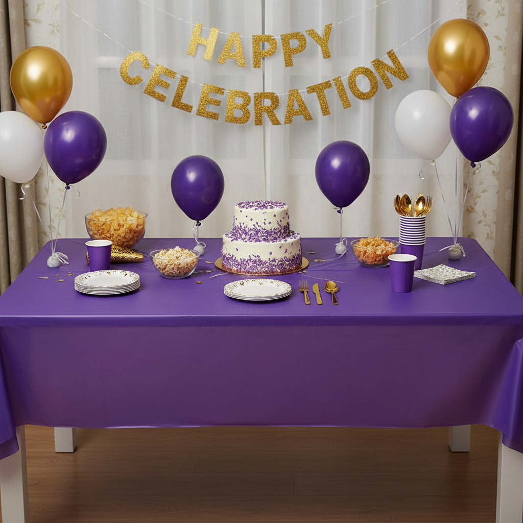 Dark Purple Plastic Table Cover 54x108 in