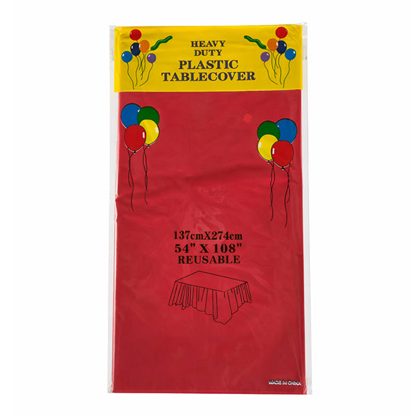 Deep Red Plastic Table Cover 54x108 in