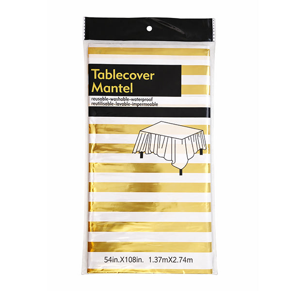 Gold and White Stripped Table Cover
