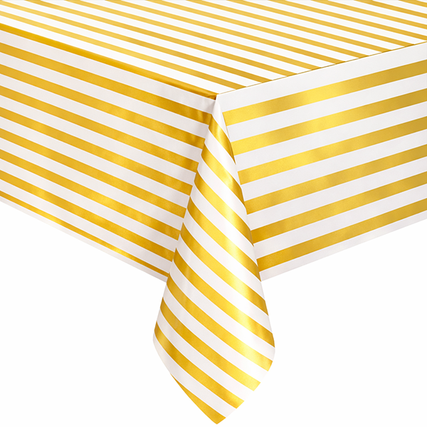 Gold and White Stripped Table Cover