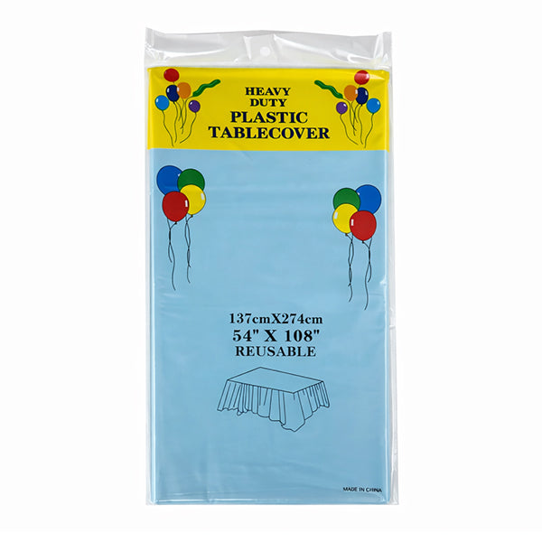 Light Blue Plastic Table Cover 54x108 in