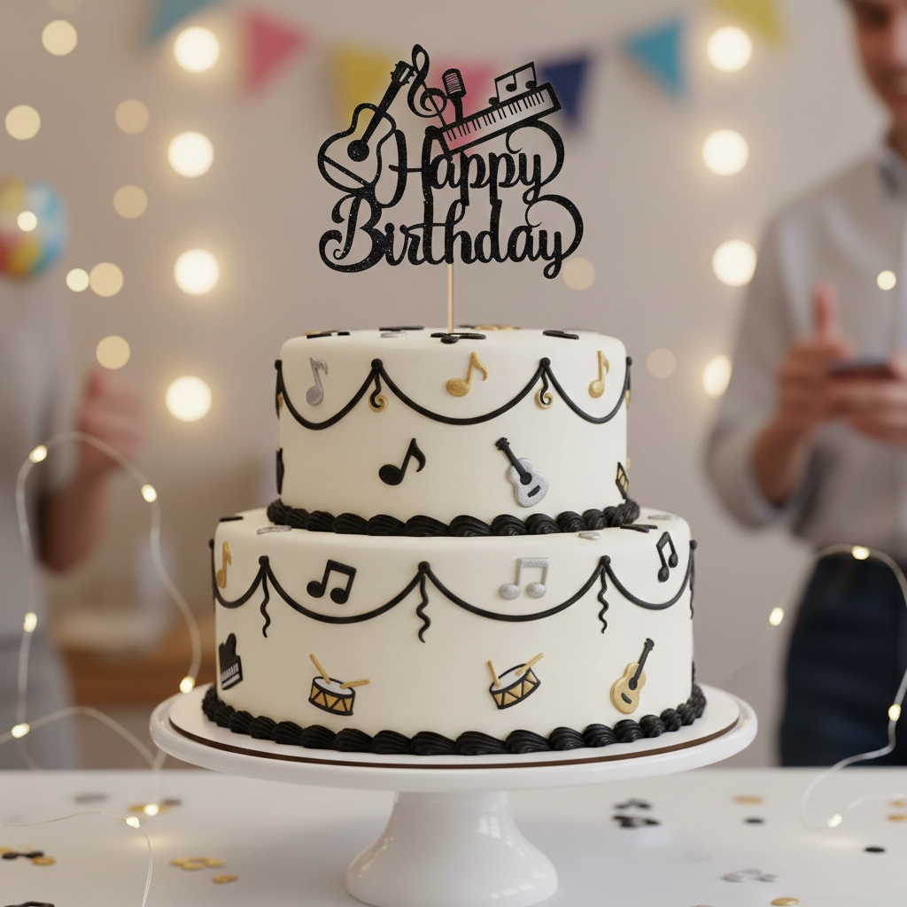 Music Lover Happy Birthday Cake Topper
