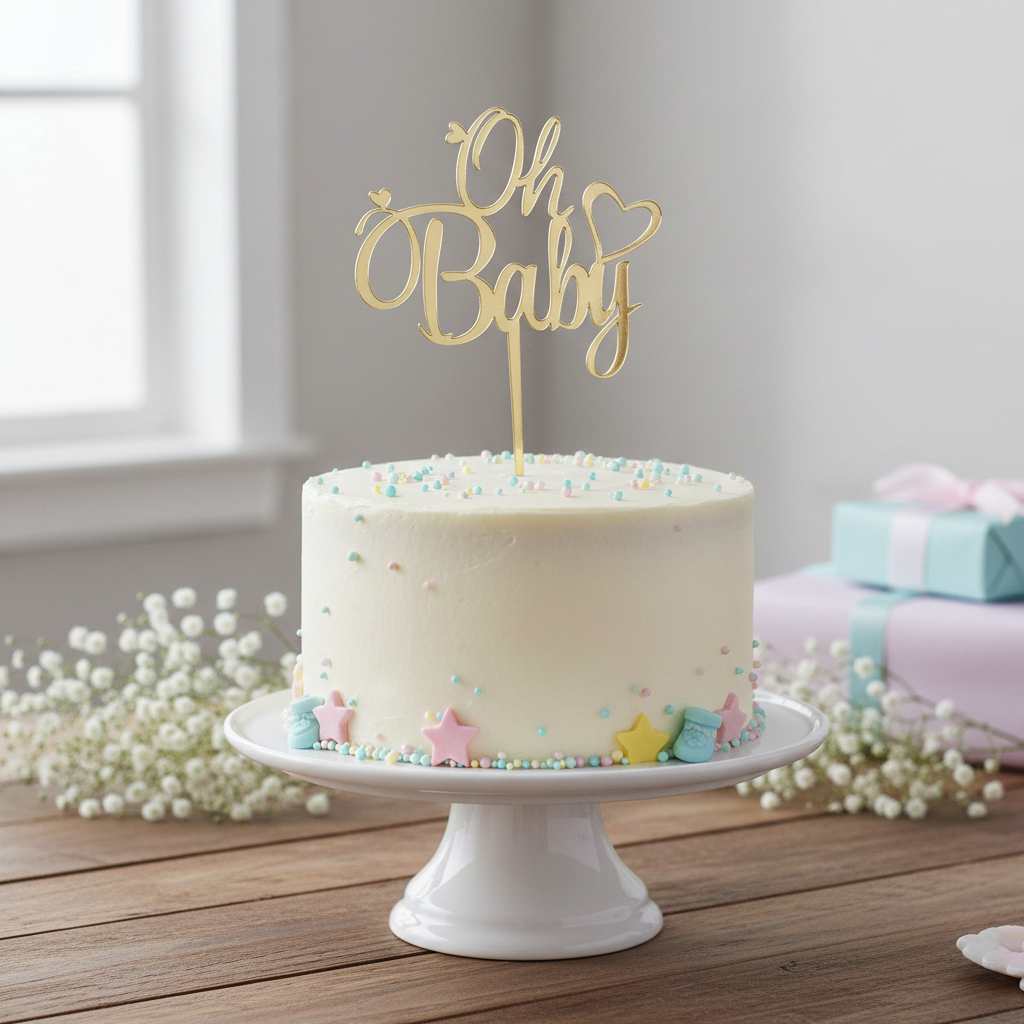 Oh Baby Gold Cake Topper