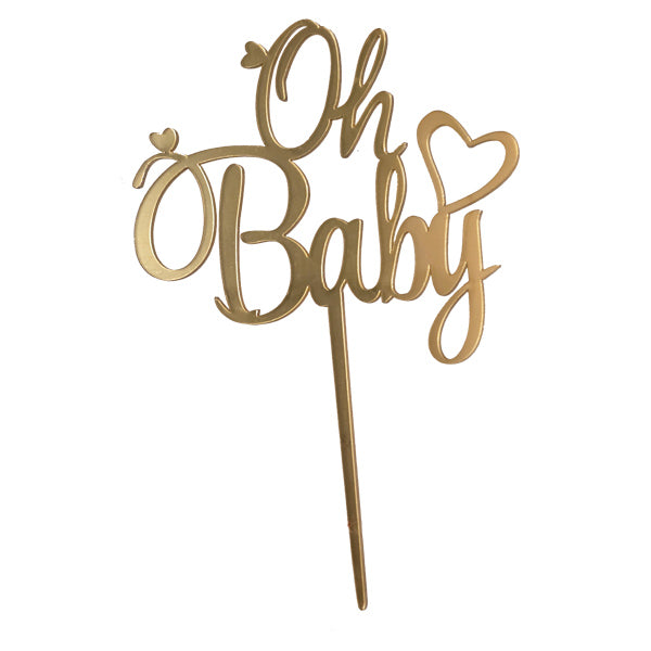 Oh Baby - Acrylic Gold Cake Topper